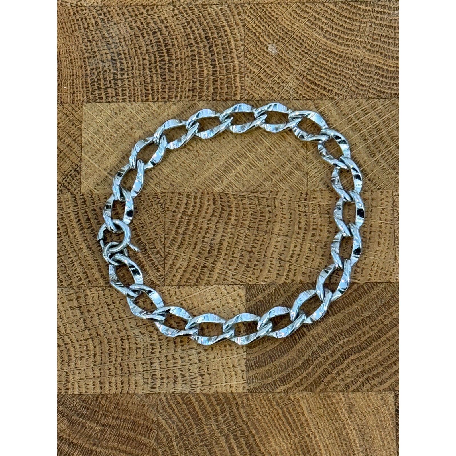 Danecraft Vtg Sterling Silver - Curb Chain 7.5 Starter Charm Bracelet - 16g!