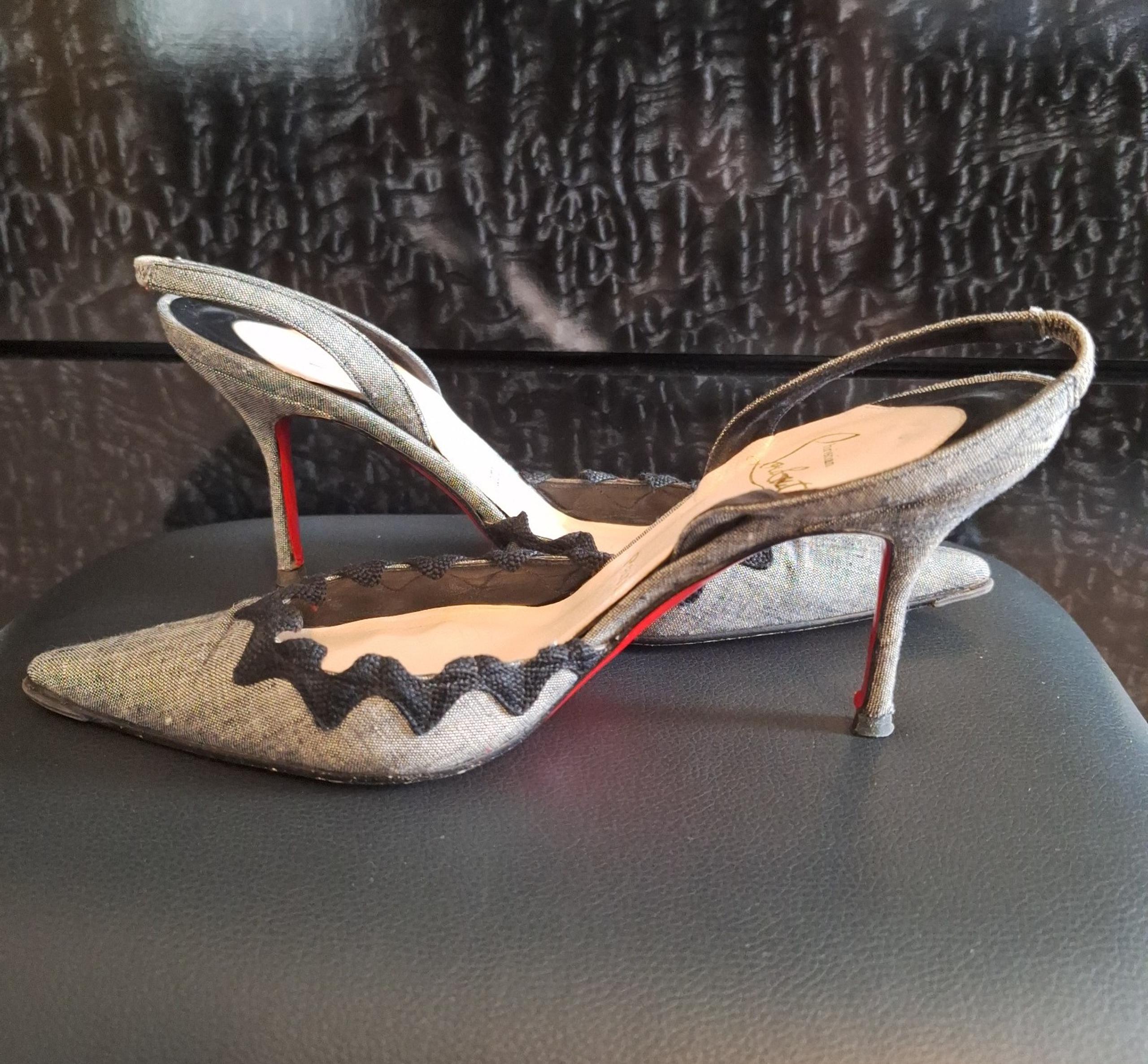 Christian Louboutin Tweed Sling Back Heels size 38