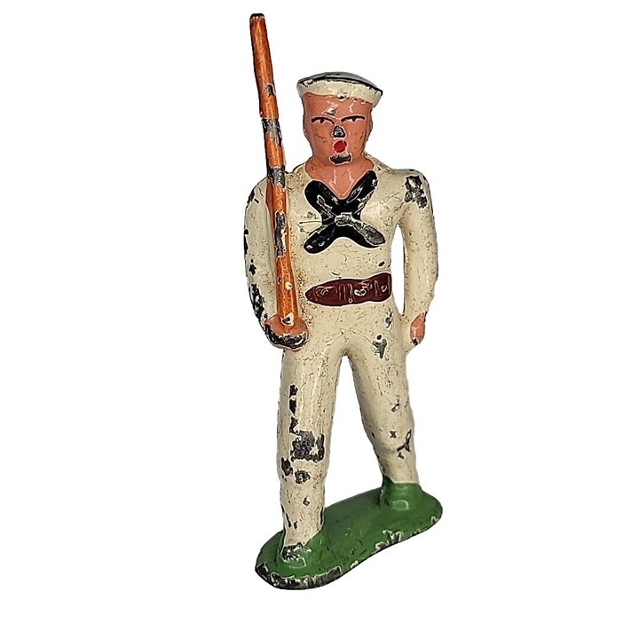 Barclay Toy Soldier B218 White Sailor Marching Antique Vintage Dimestore Toy