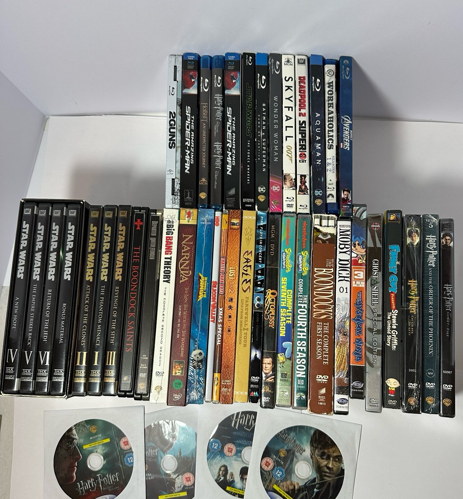 Movie / TV Show DVD Blu Ray Lot Set Star Wars Spider-Man Harry Potter Anime +