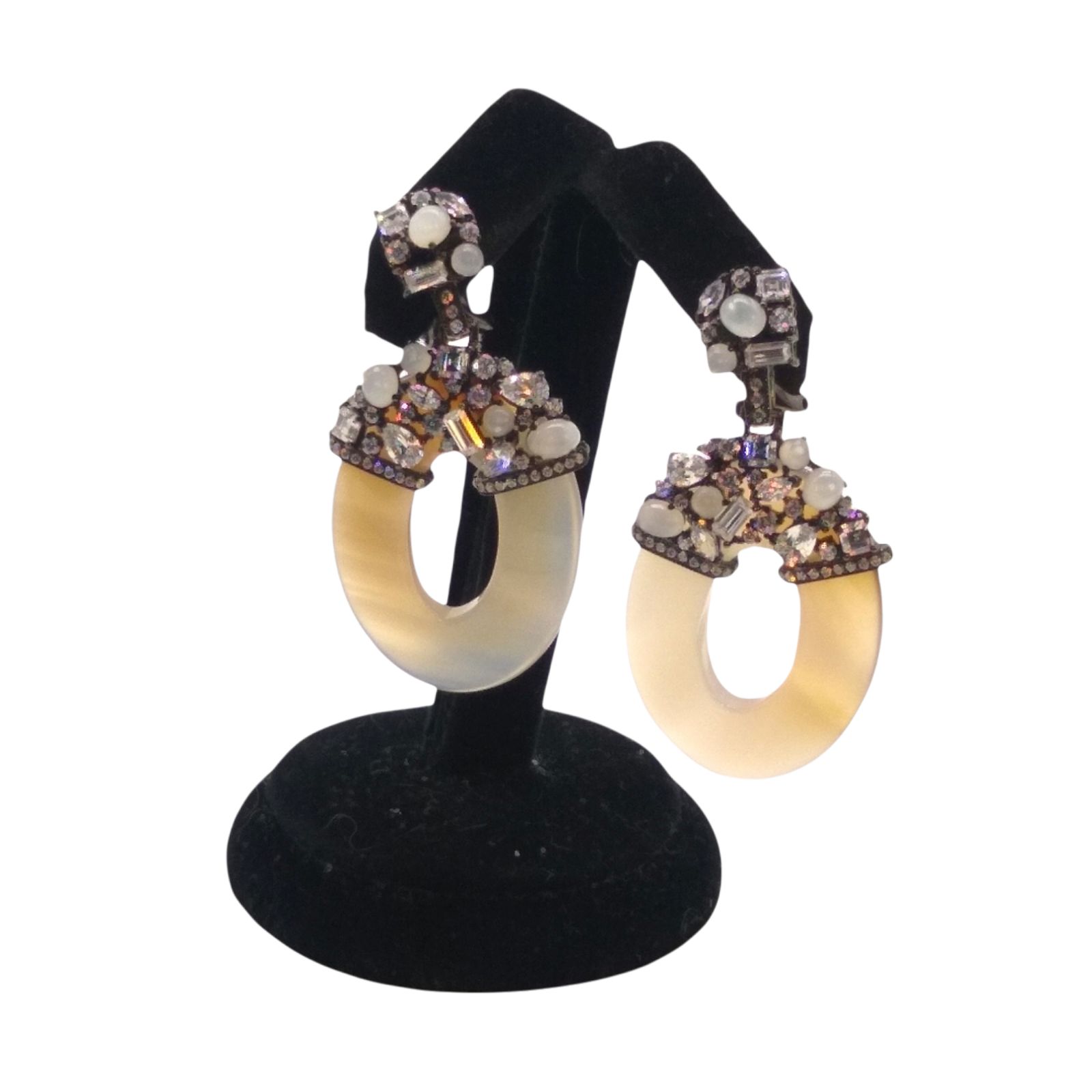 Plated Silver earrings stones designer