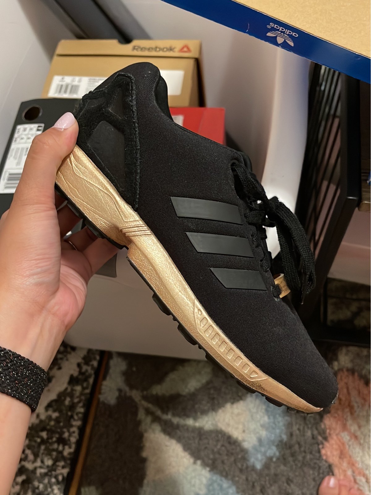 Adidas zx flux black and gold | Mercari