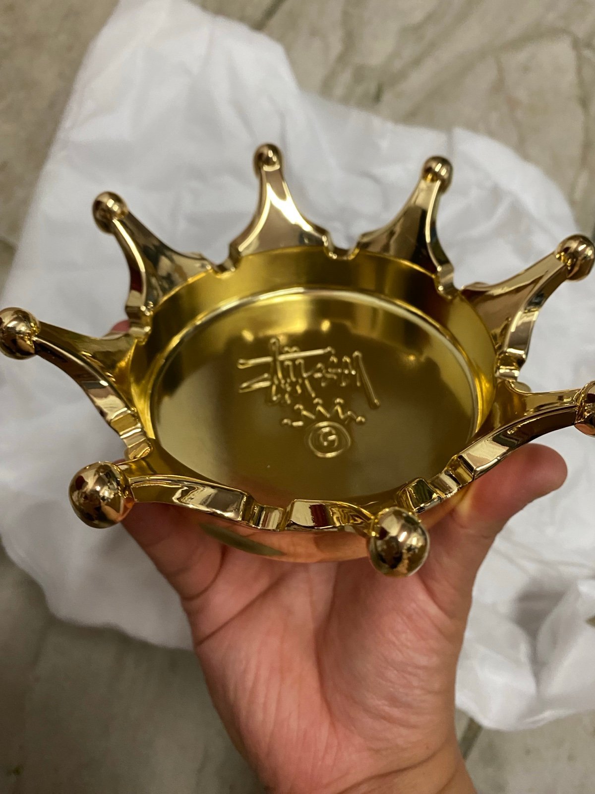 NEW Stussy crown brass gold ashtray accessory wall hook coin