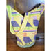 Woven Textile Crochet Bucket Bag w/ Shoulder Strap Zipper Closure Eagles Birds