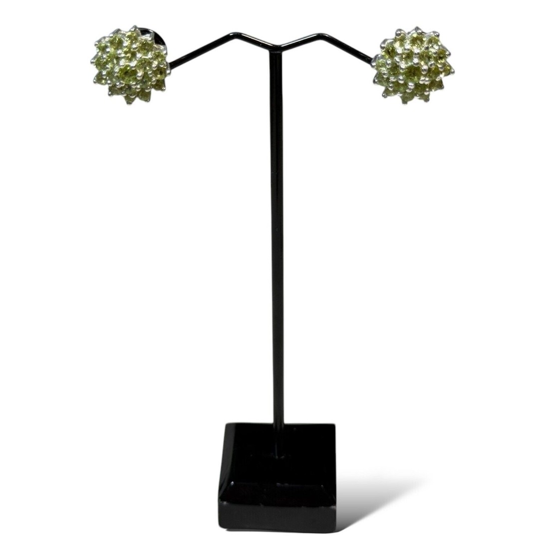 Peridot Cluster Sterling Stud Earrings