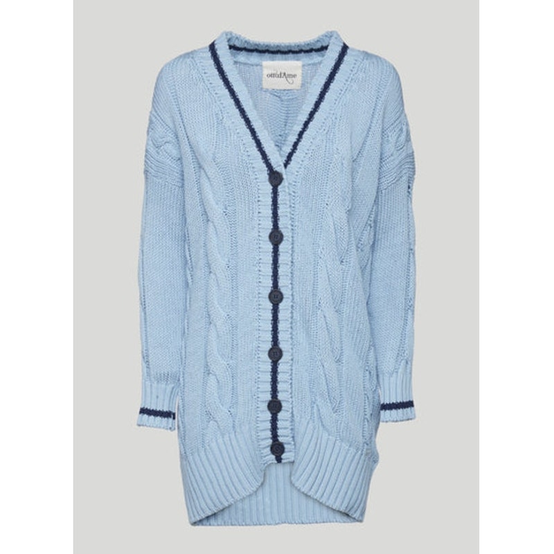 Ottod'ame Cable Knit Long Cardigan Sweater in Light Blue size 6