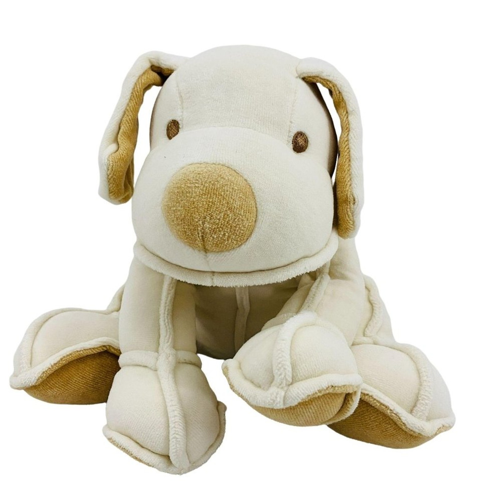 FAO Schwarz 9 Creme Tan Cotton Stitched Puppy Dog Stuffed Animal Plush Toy