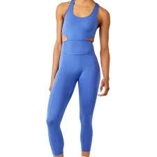 Free People Back it Up One Piece Small Pool Blue Med Impact Gym Workout Run NWT
