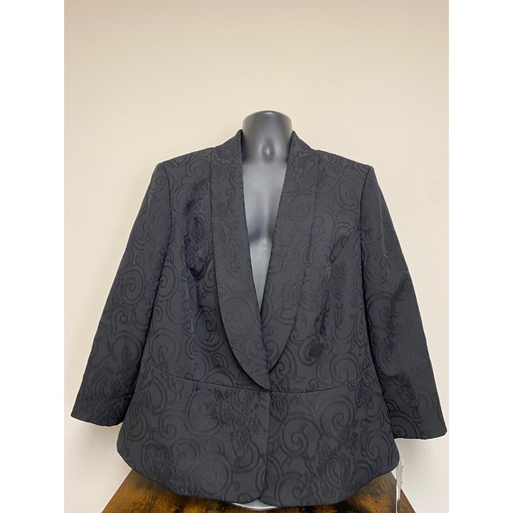 Le Suit Women's Black Shawl Collar Jacquard Dress Blazer Suit Plus Size 24W NWT