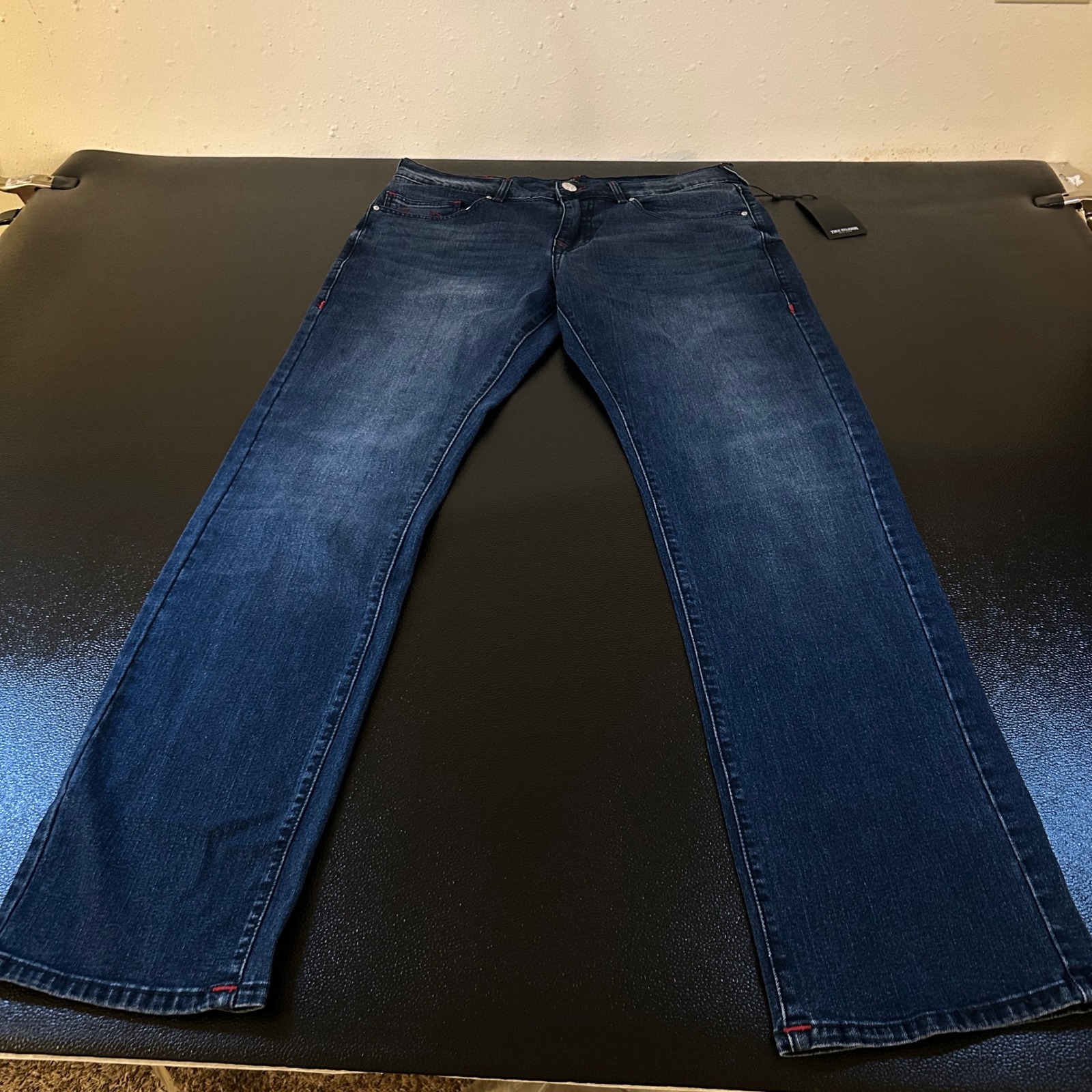 True Religion Jeans Ricky Relaxed Straight Dark Wash Denim Pants Blue Mens 34x34