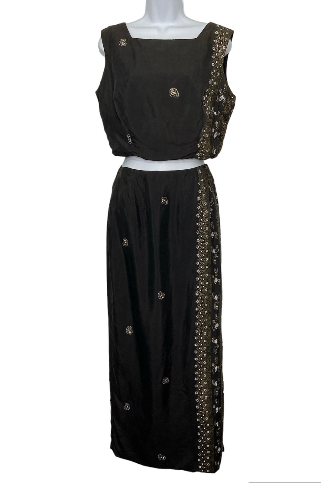 Vintage Silk Hawaiian Skirt Set