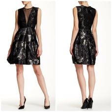 Carmen Marc Valvo Mesh Insert Brocade Cocktail Women's Dress Sz 4 NWT 680 D1
