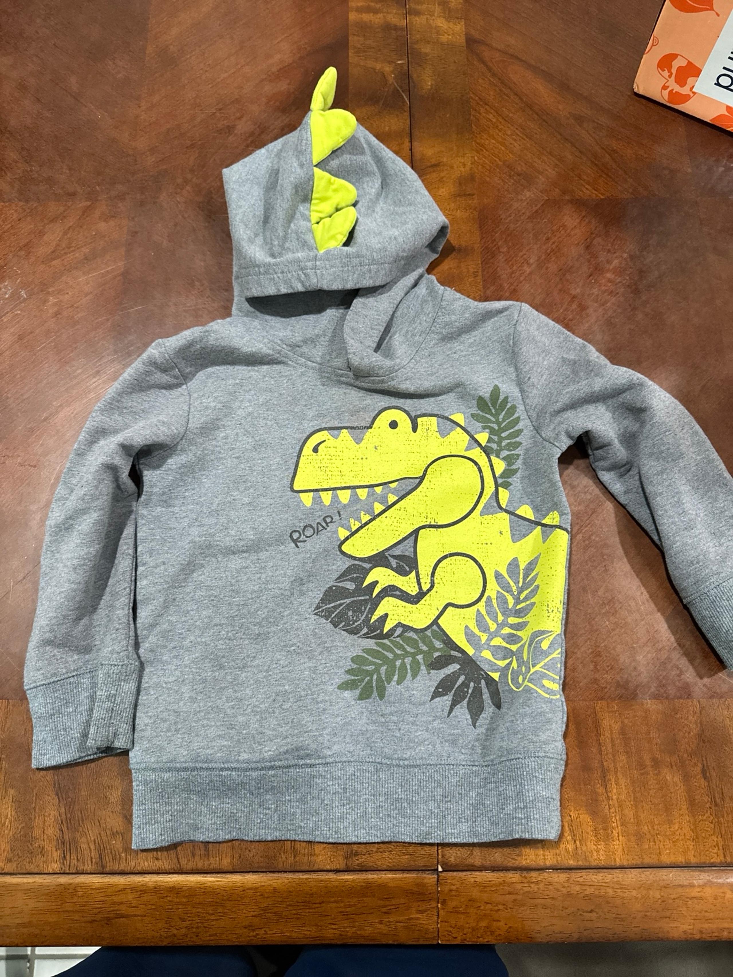 Kids Toddler Dinosaur Gray Hoodie Size 2t