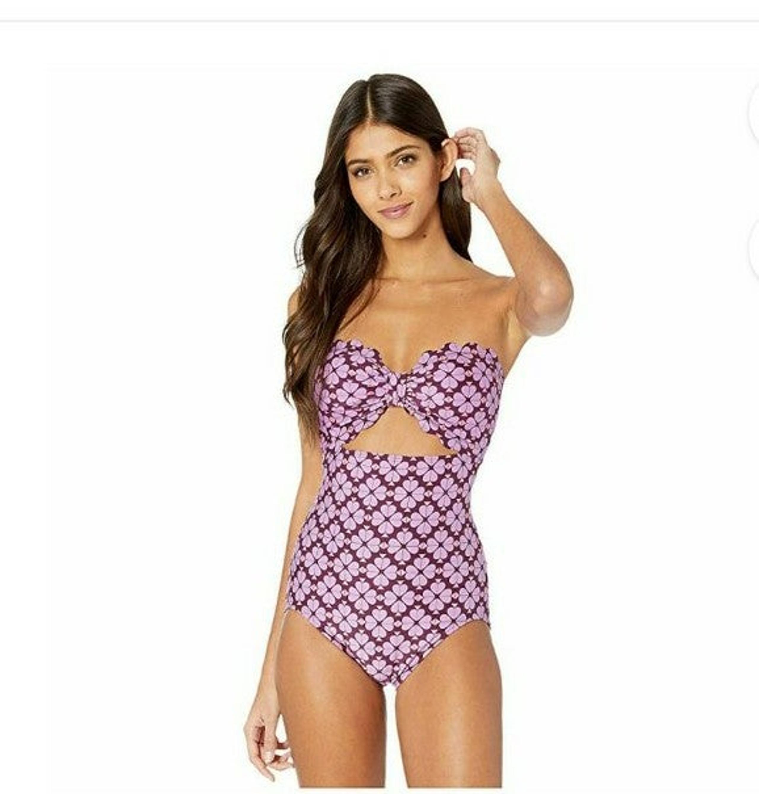 NEW WOMEN'S KATE SPADE RAISIN FLORAL PRINT CUT-OUT ONE PIECE SWIMSUIT