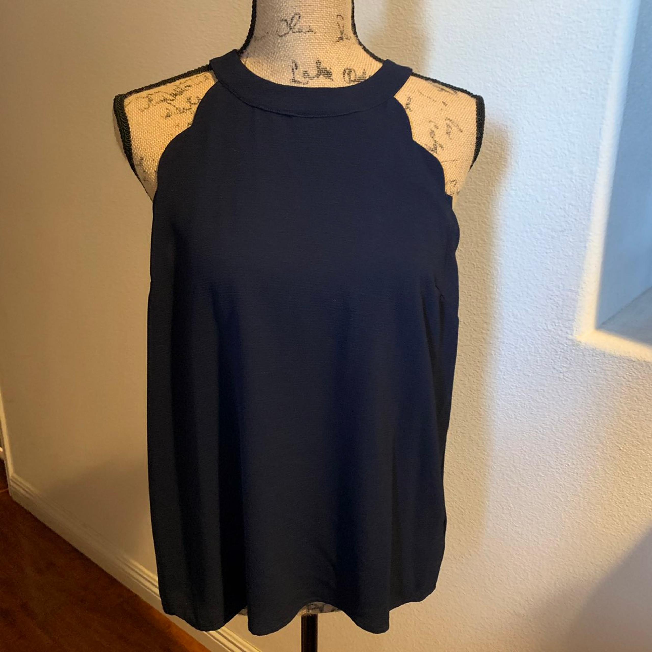 Anthropologie navy blue top M