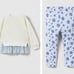 Zara Floral Ribbed Leggings/ Sweatshirt Set