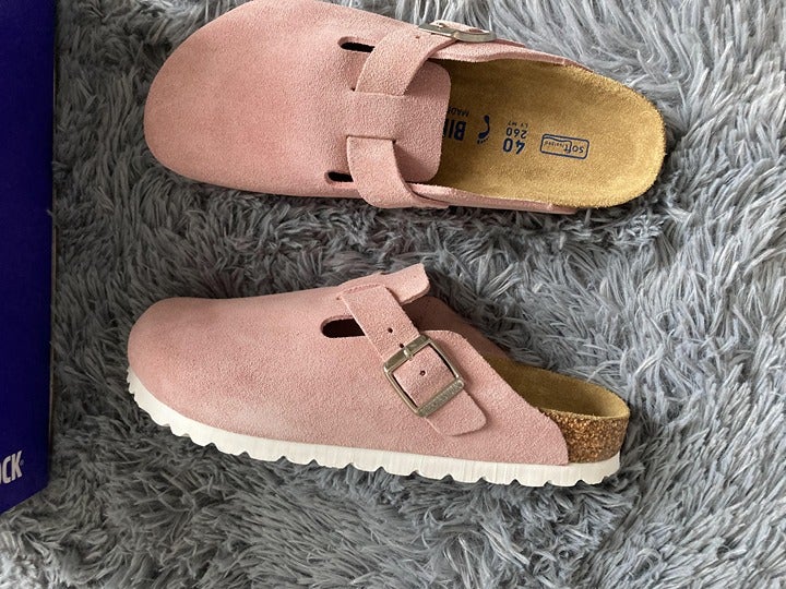 New Birkenstock Clog Candy Pink Suede Leather Size Eur 40 Sandals weite narrow