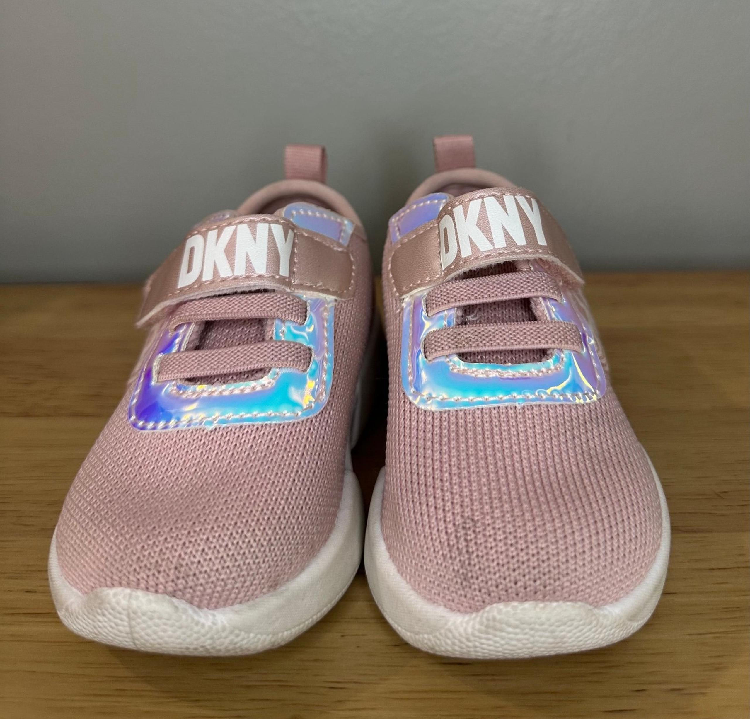 Toddler girls DKNY pink velcro sneakers size 5