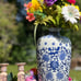 Blue and White Chinoiserie Lotus Flower Floor Vase