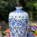 Blue and White Chinoiserie Lotus Flower Floor Vase