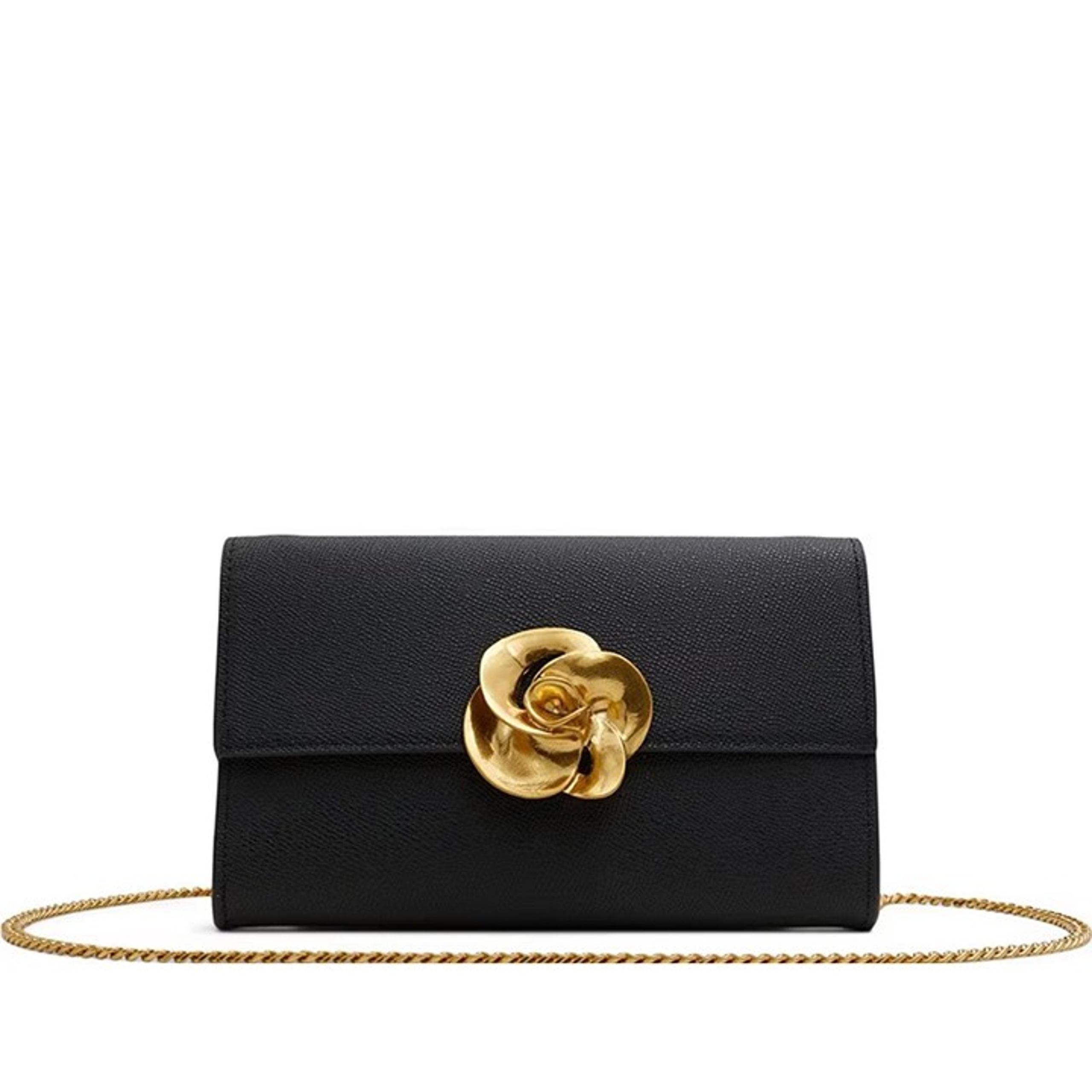 Ted Baker Kira Rose Black Leather Crossbody Bag With Gold Accent Chain NWT New