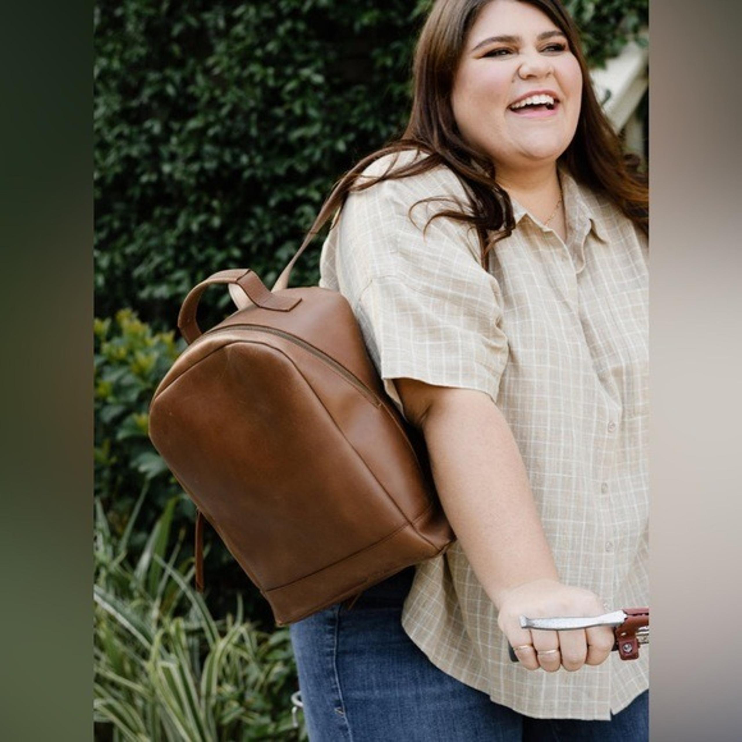 ABLE Alum mini backpack brown leather