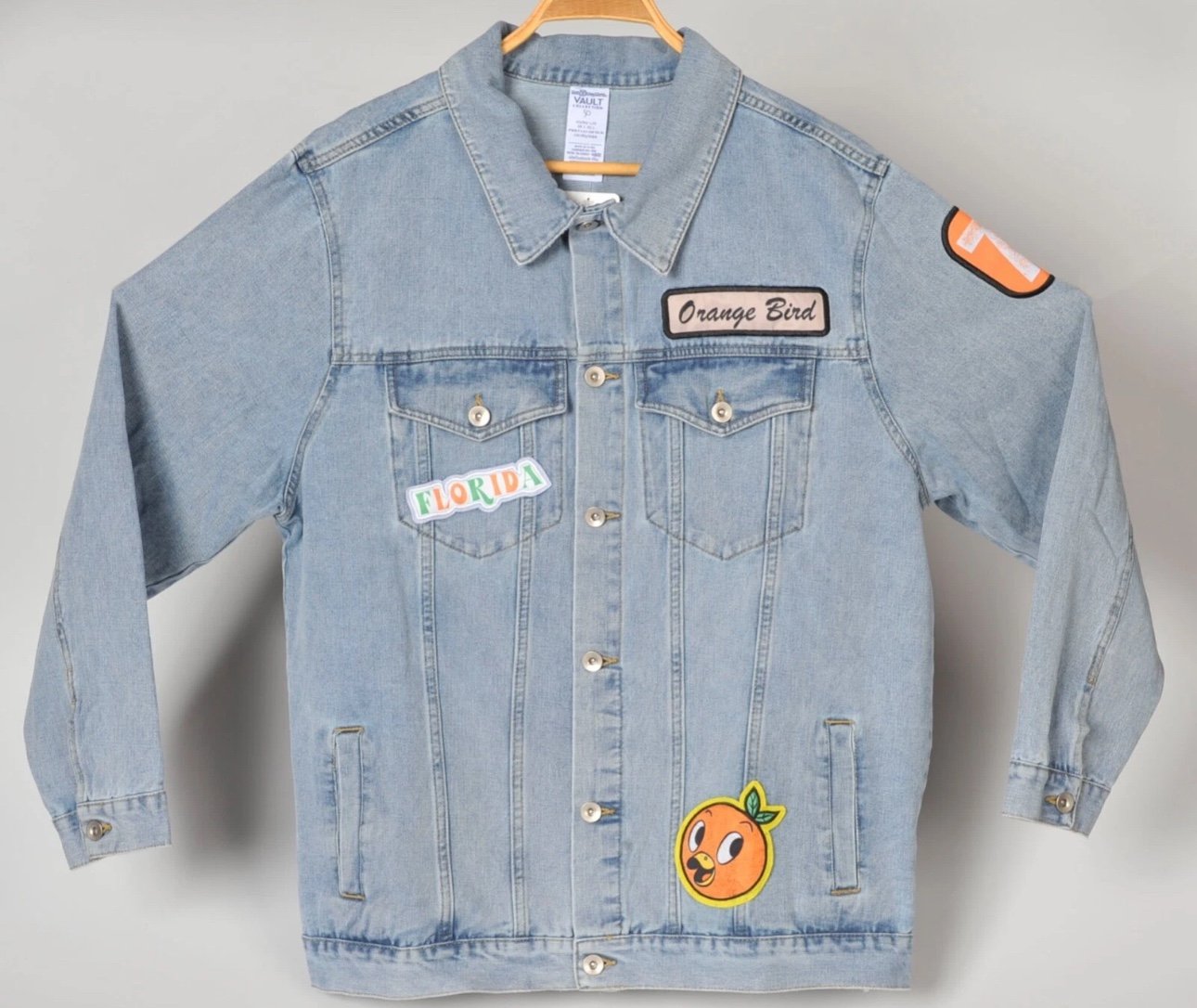 Walt Disney World Vault 50th Anniversary Orange Bird Denim Jacket Adult S NEW
