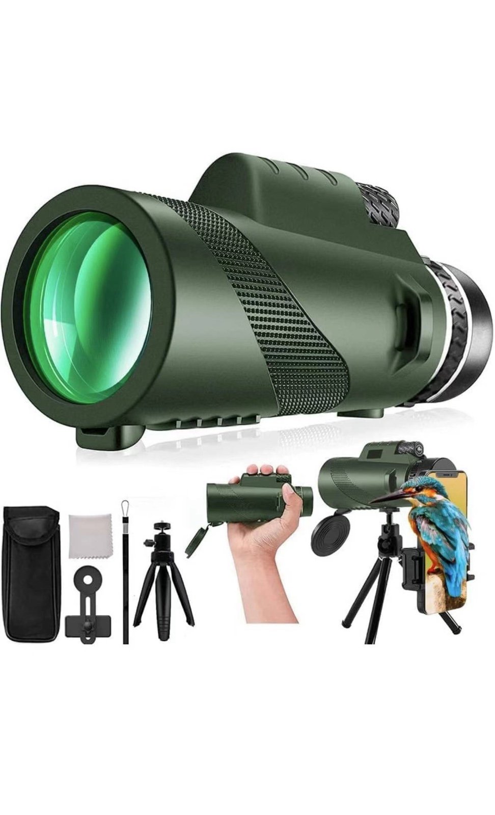 New 2024 Monocular-Telescope 80x100 High Powered Monocular With Smartphone Adapter Tripod-BAK4 Prism Monocular For Adults Bird Watching /Wildlife/Hunting/Camping/Travelling