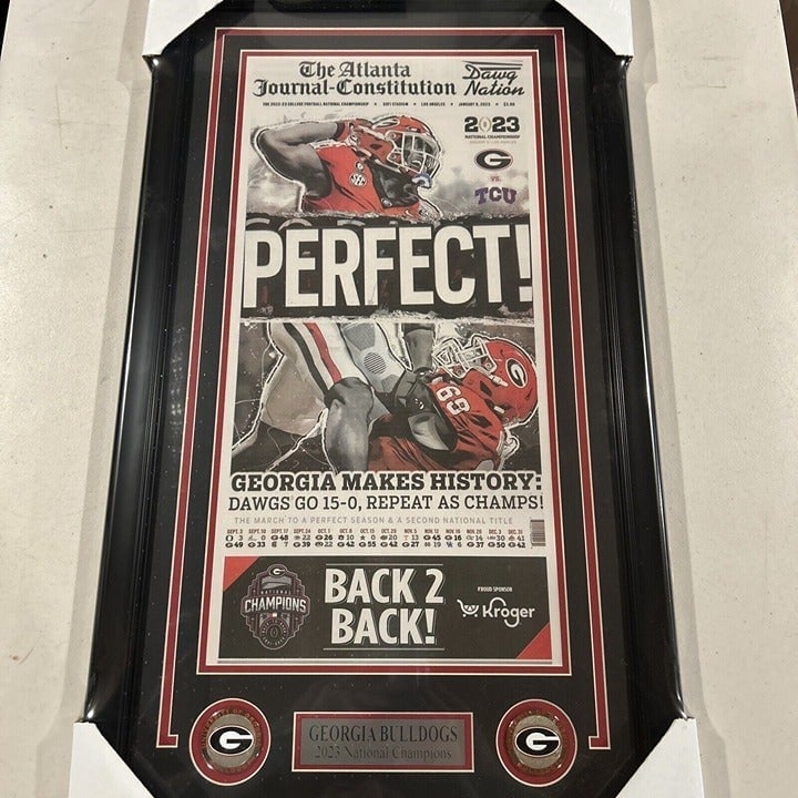 Georgia Bulldogs National Champs Atlanta Journal Constitution newspaper Framed