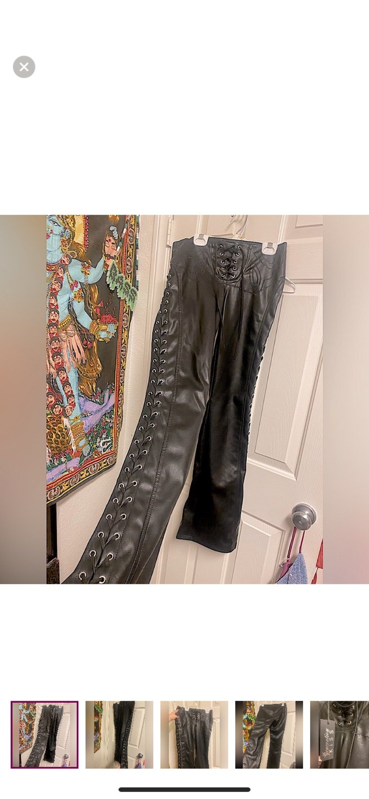 Generation Kiss black flared lace up pleather Pants dollskill