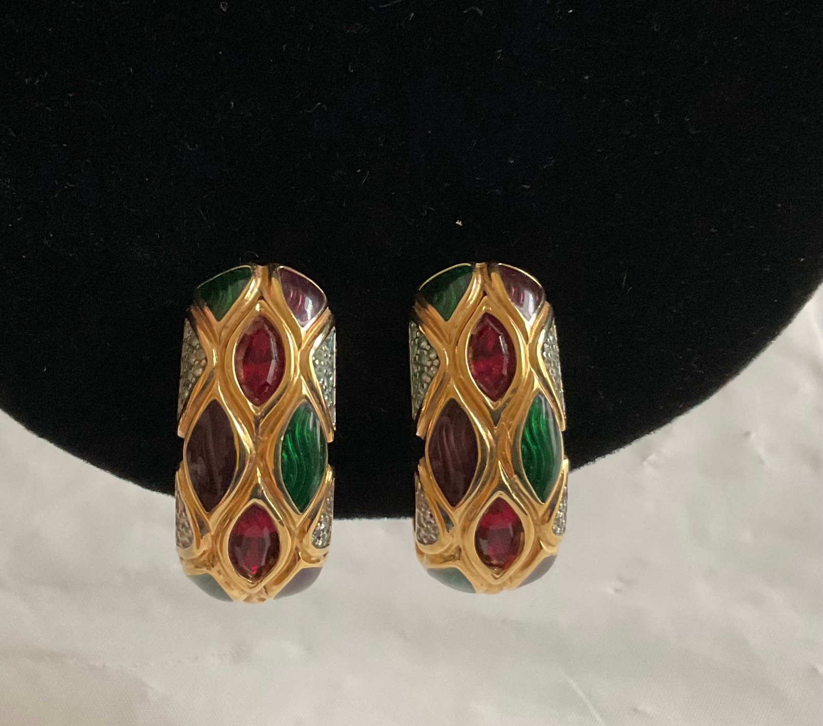 Swarovski Vintage Crystal & Enamel Earrings c. 1990's
