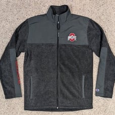 Ohio State Buckeyes Jacket Mens Medium Champion Gray Fleece Zip Stitched Logo