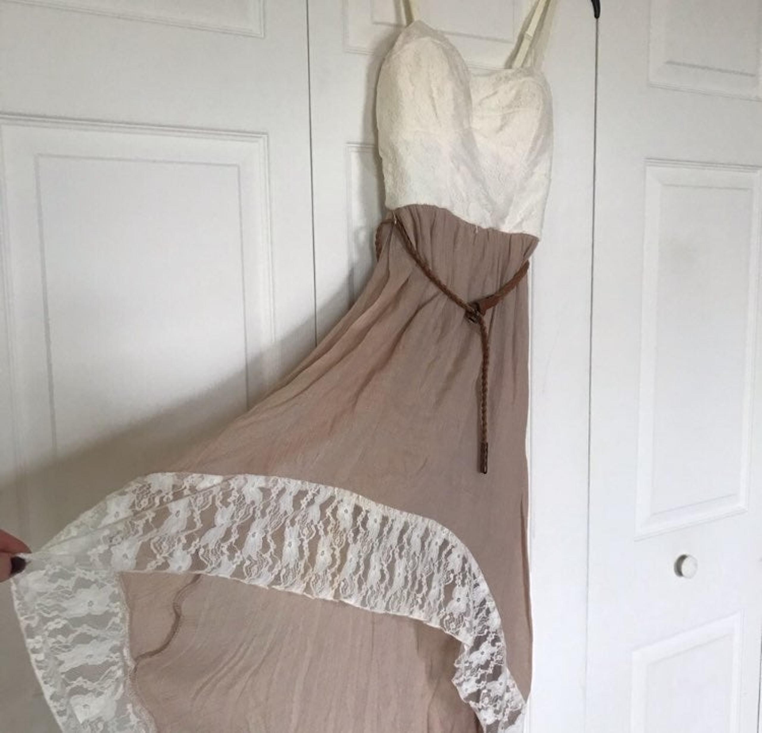 Lily Rose High Low Beige Lace Dress