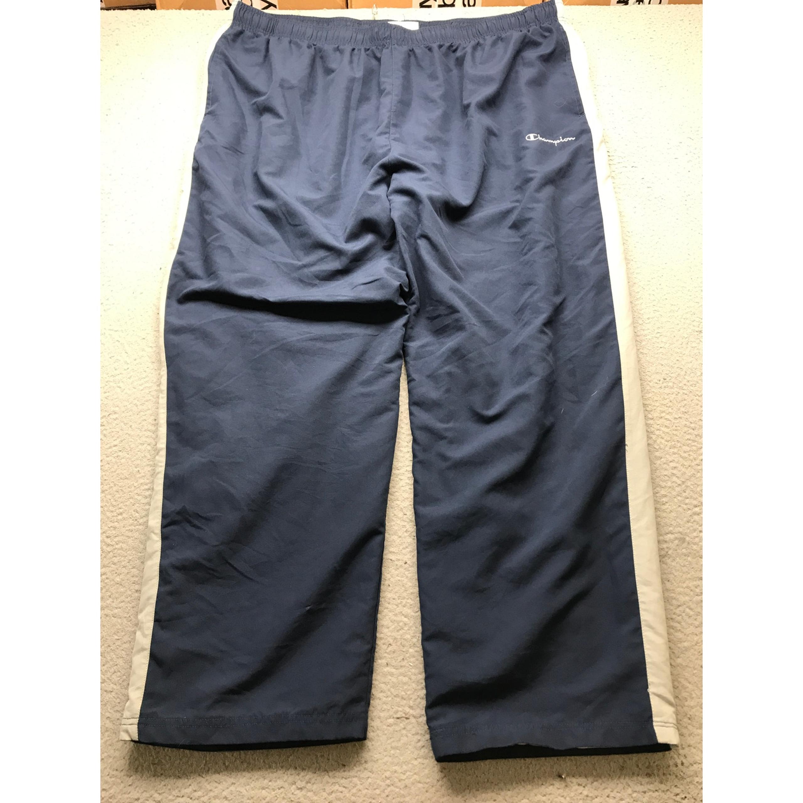 Champion Mesh Lined Track Windbreaker Pants Mens 4XL Athleticwear Logo Navy Gray
