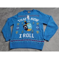 Roebuck & Co. Jewish Holiday Sweater Boy's Medium Blue Knit Pullover