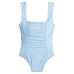 NEW J. Crew Blue Mist Ruched Square Neck One Piece Swimsuit Size 24/3X