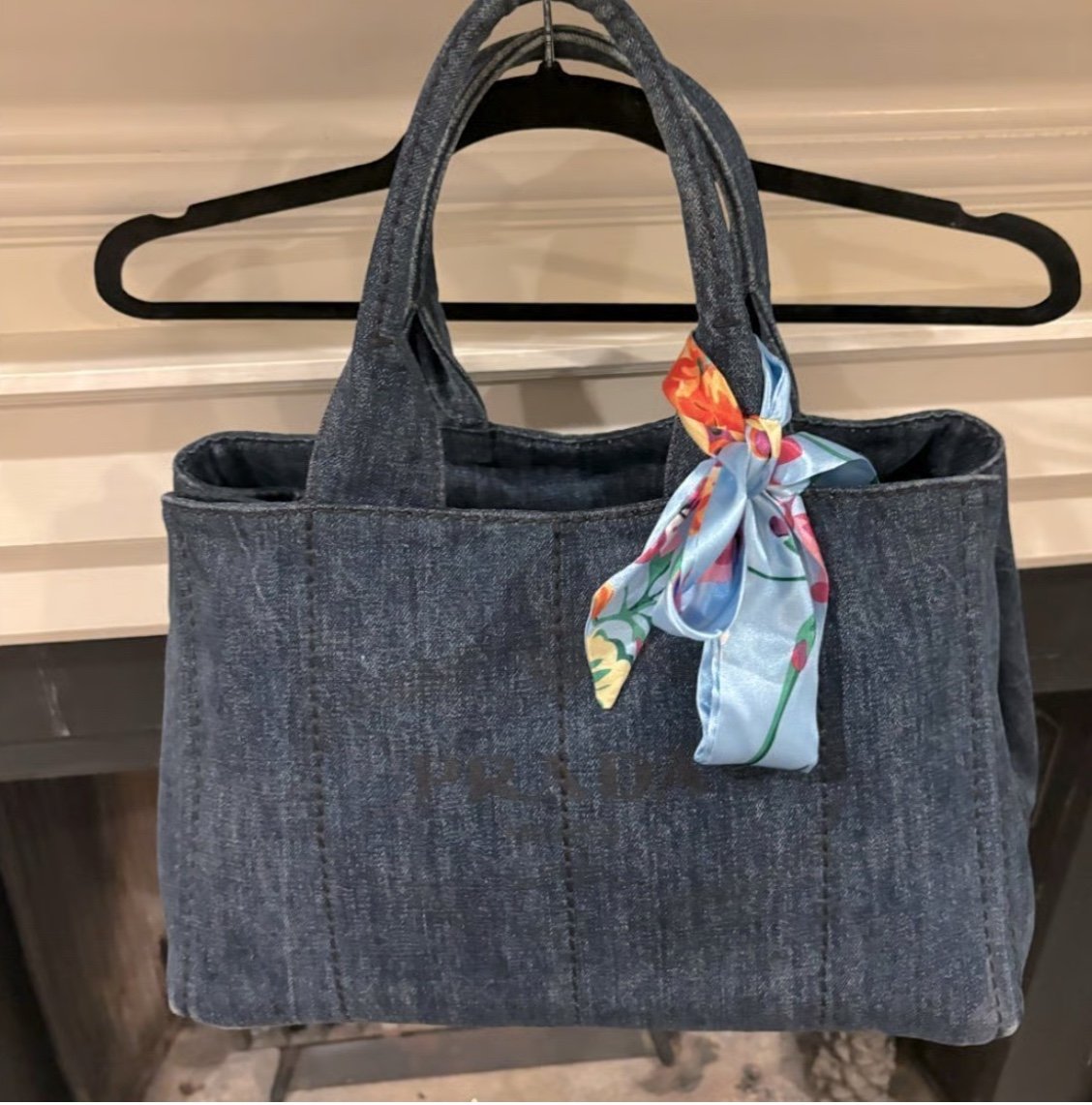 Authenticated Prada Denim Canapa Tote Bag