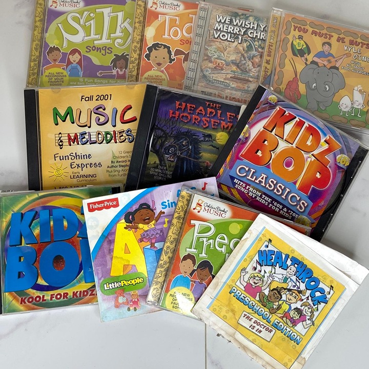 Lot of 11 Kids CDs Kidz Bop Classics Fisher-Price Golden Books Preschool Songs