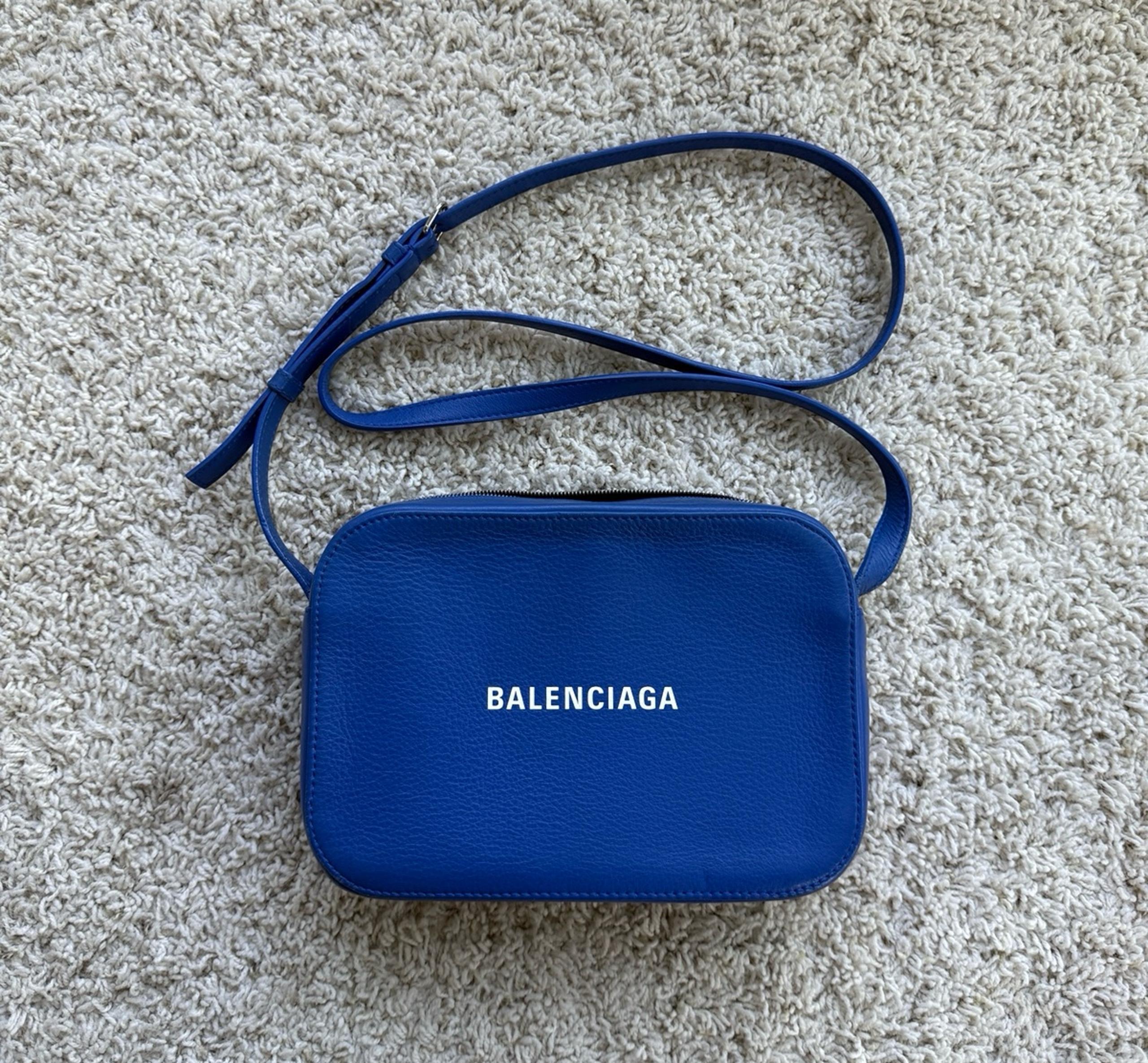 Balenciaga Blue Leather Camera Crossbody Bag