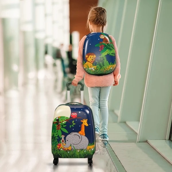 2 PCS Kids Luggage Set, 12 Backpack and 16 Spinner Case with 4 Universal Wheel