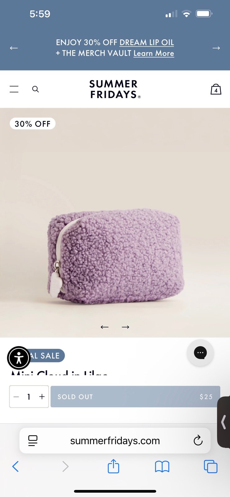 Summer Fridays Mini Cloud Bag in Lilac