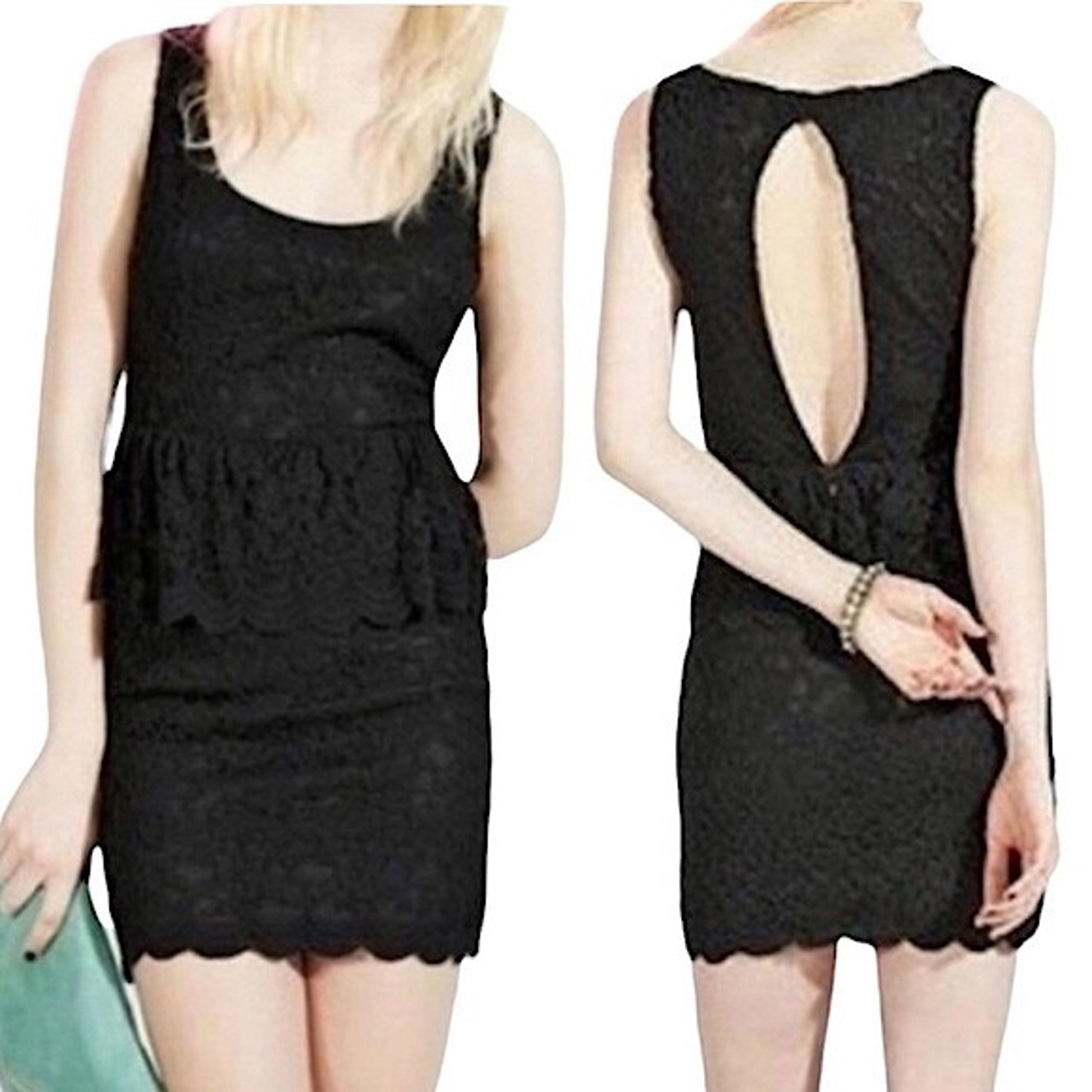 Pins and Needles Open Back Peplum Lace Dress Cut Out Sleeveless Mini Black Small