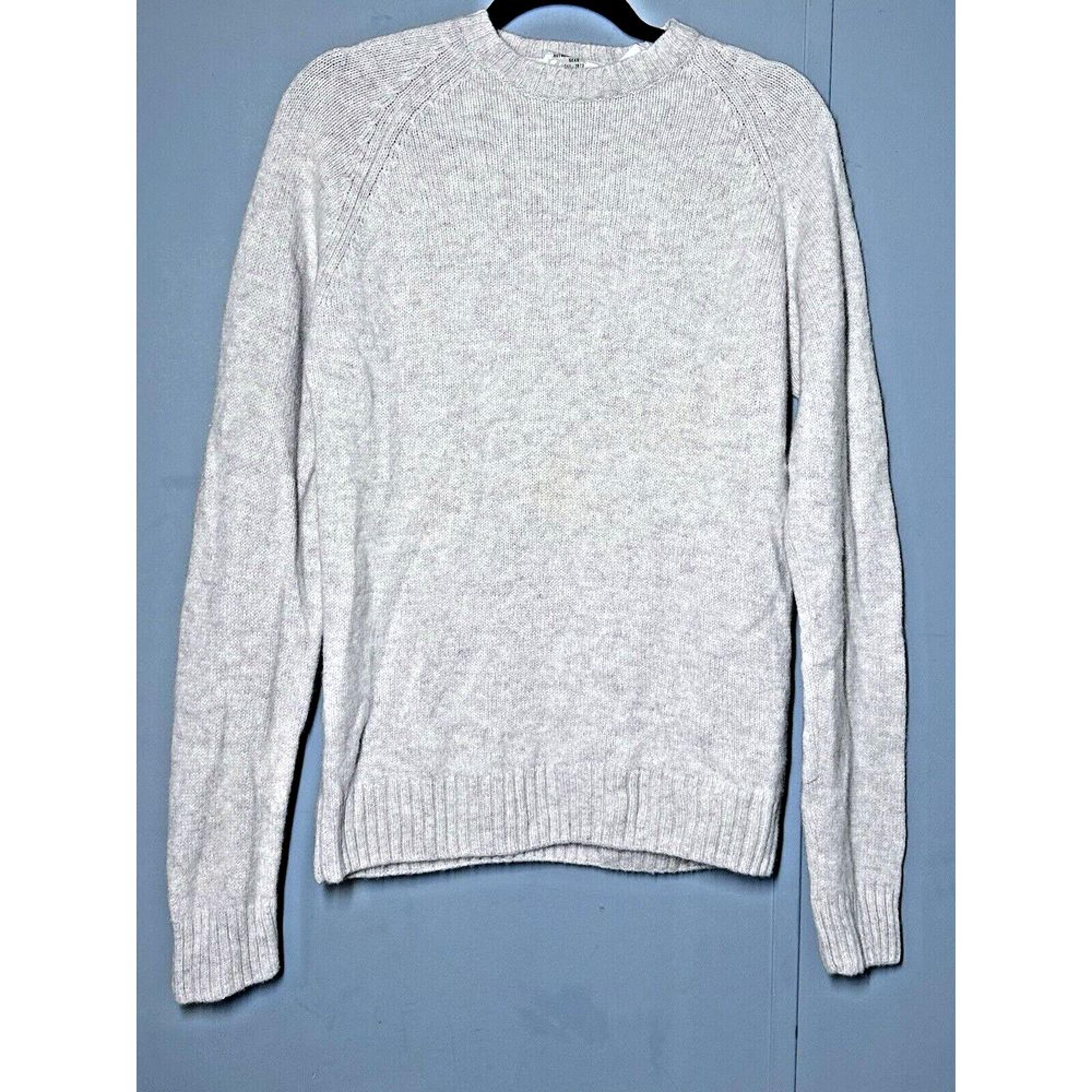 Timberland Sweater Mens Medium Lambs Wool Crewneck Off White Beige Long Sleeve