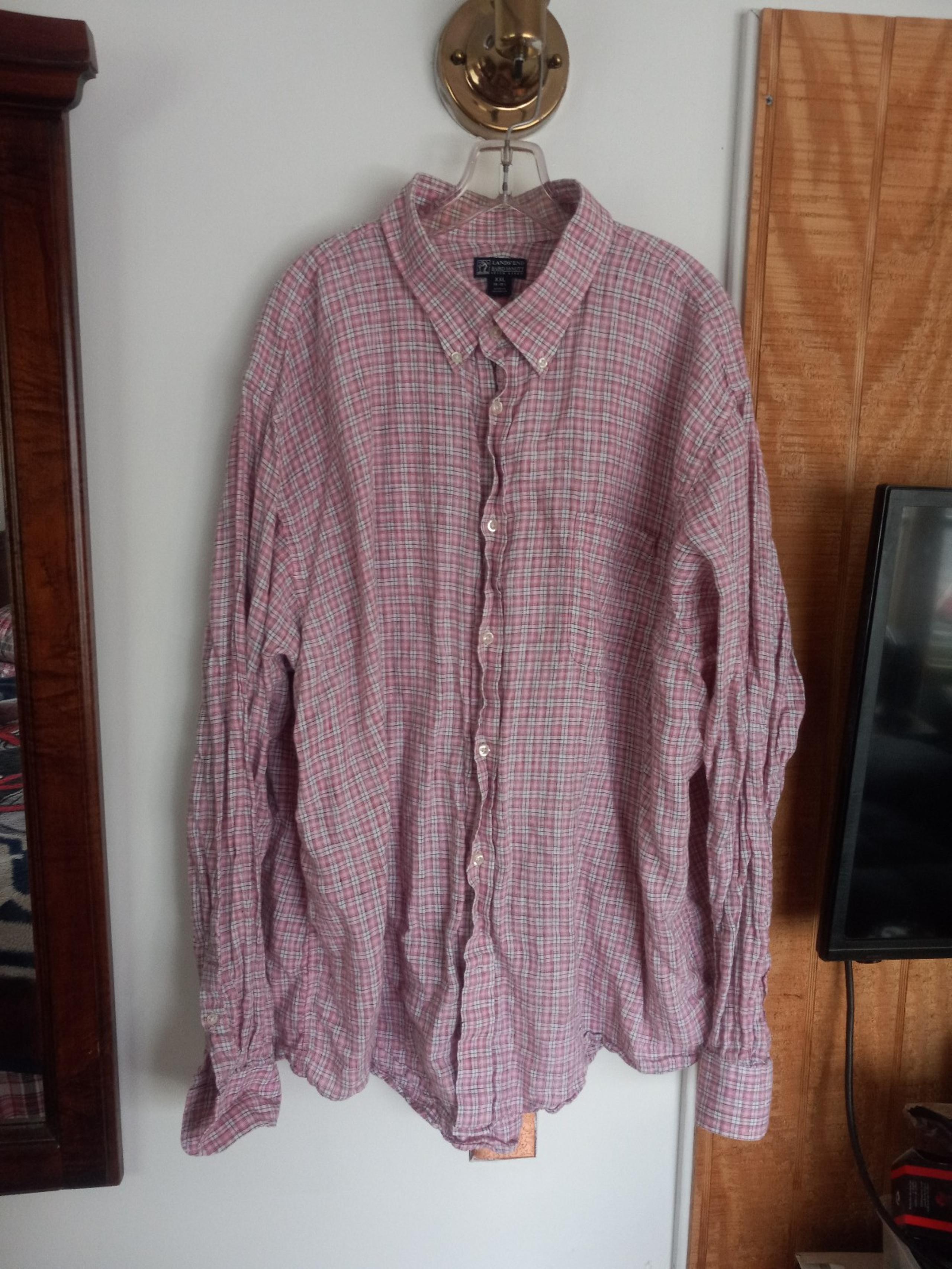Lands End Baird McNutt - men's 2xl pink linen shirt