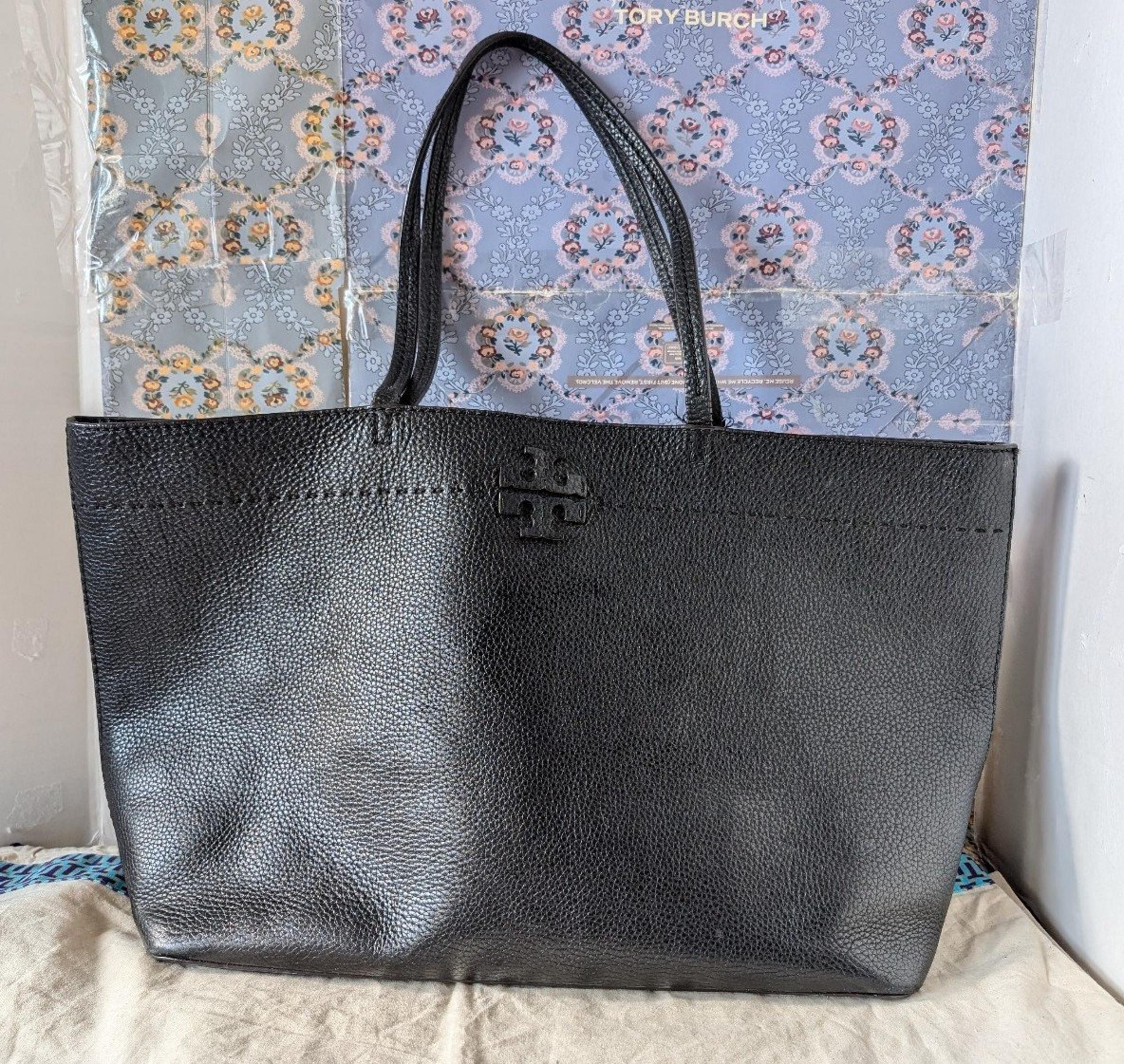 Tory Burch Womens Tote Bag Mcgraw Inner Pockets Black Leather