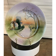Nippon Hand Painted Plate Barn Ducks crossing scenic 1891-1920 Antique 8.5