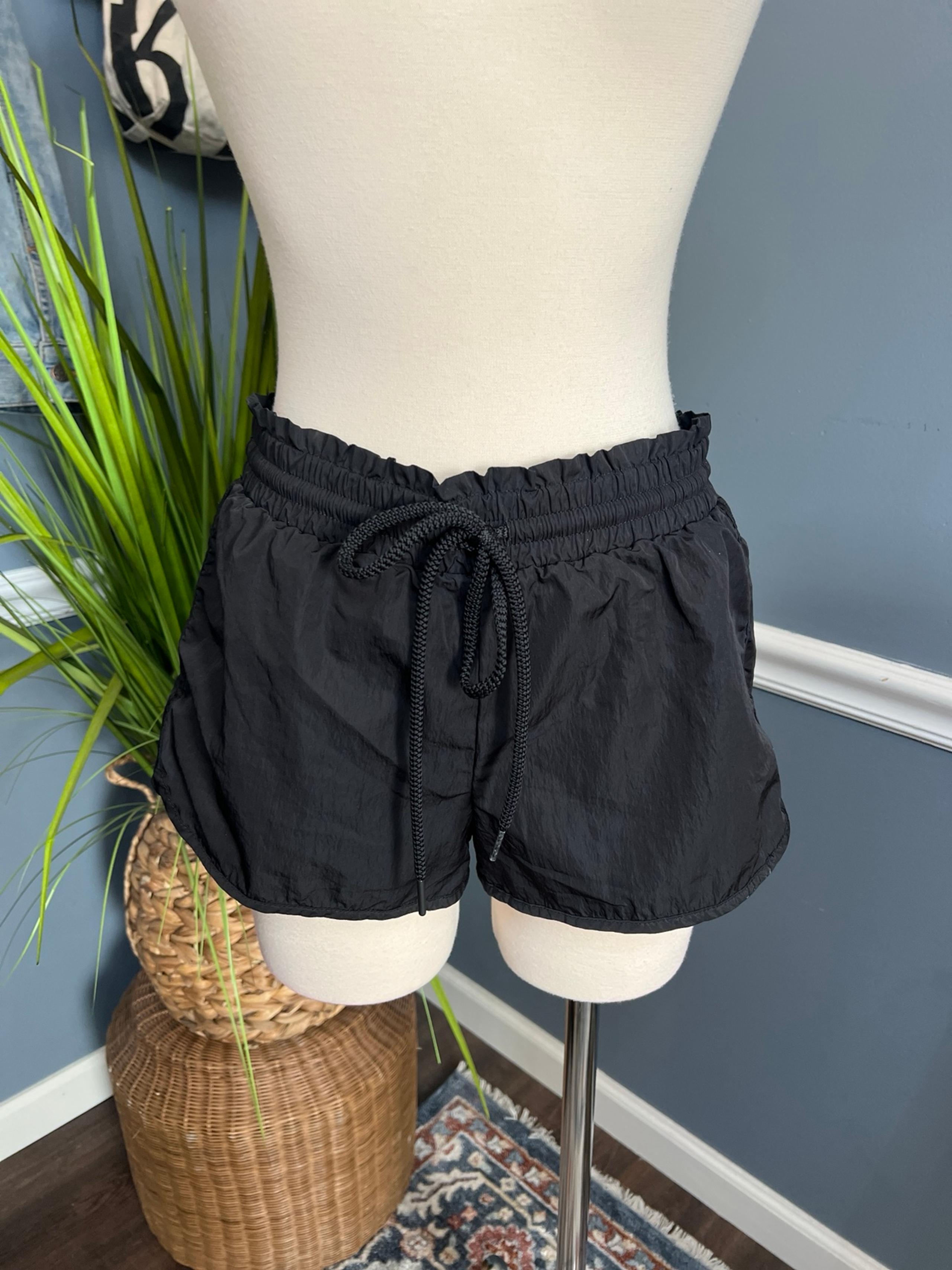 Aerie Black Nylon Shorts pull on with drawstring size small
