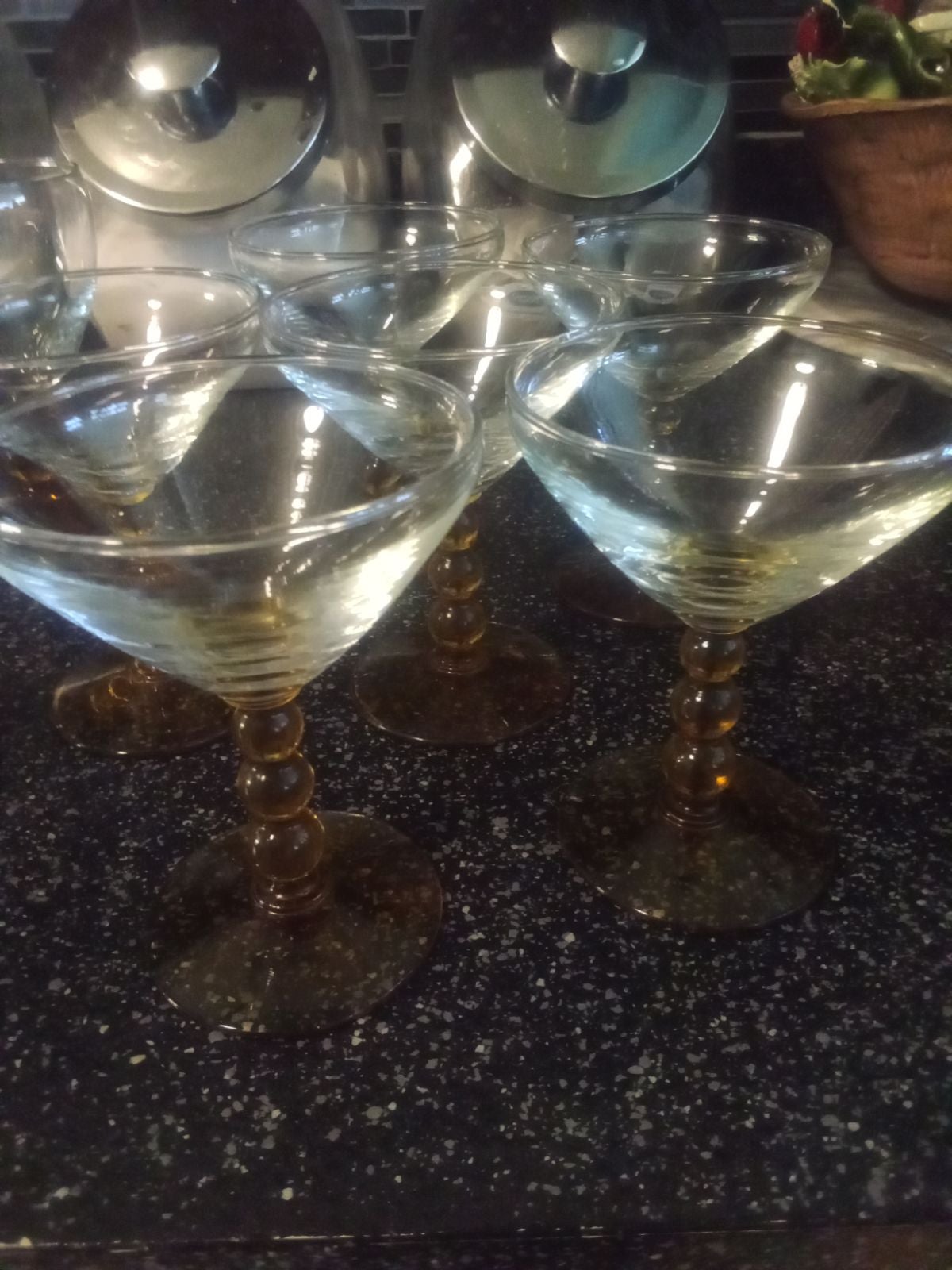 Vintage crystal stemware Amber ball stem