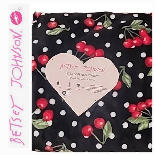 Betsey Johnson Cherries Plush Soft Throw Blanket