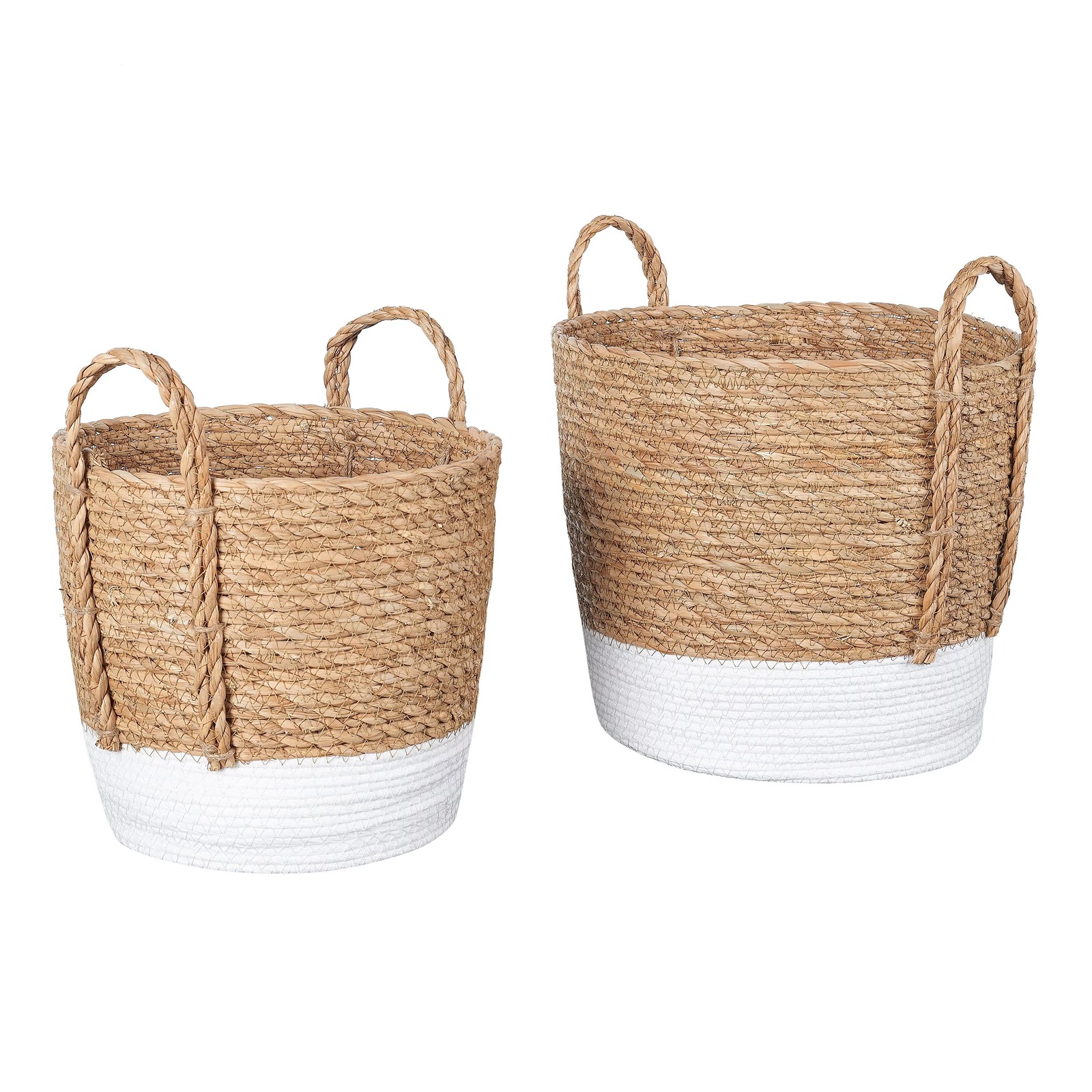 Baskets, Natural, White, Set of 2, Medium & Small